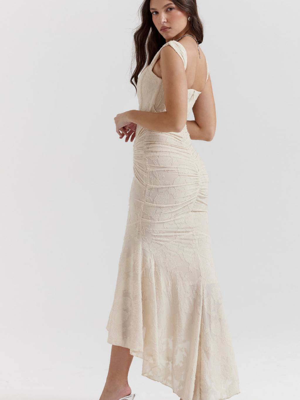 Women's Draped Corset High-Low Gown
