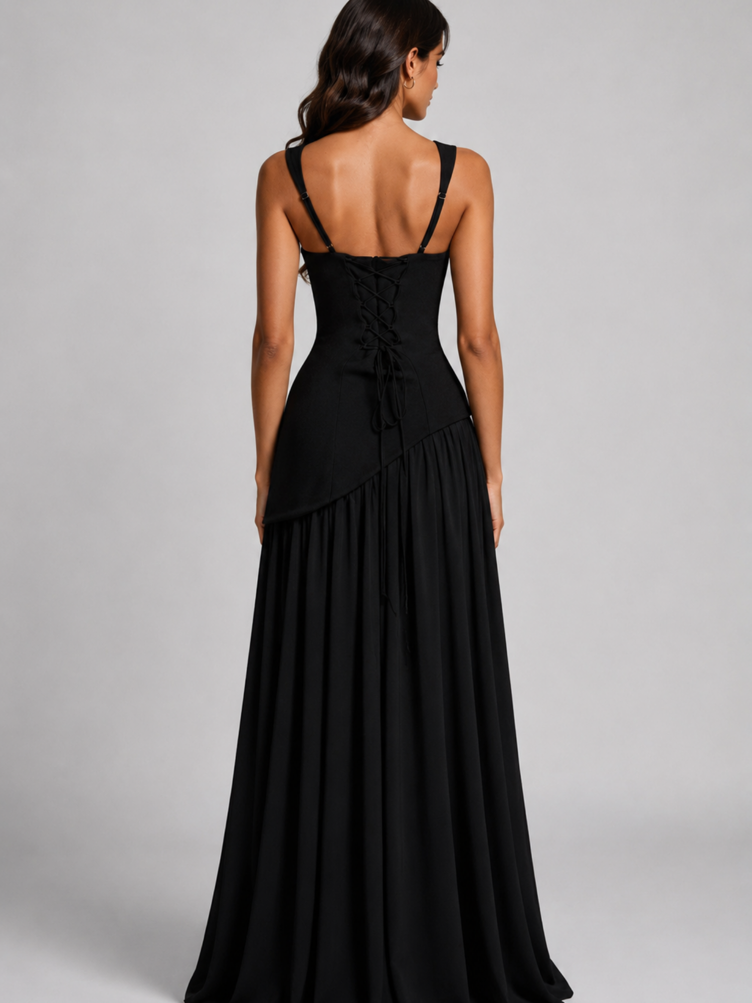 Draped Satin Maxi Dress – Modern Sculpted Elegance