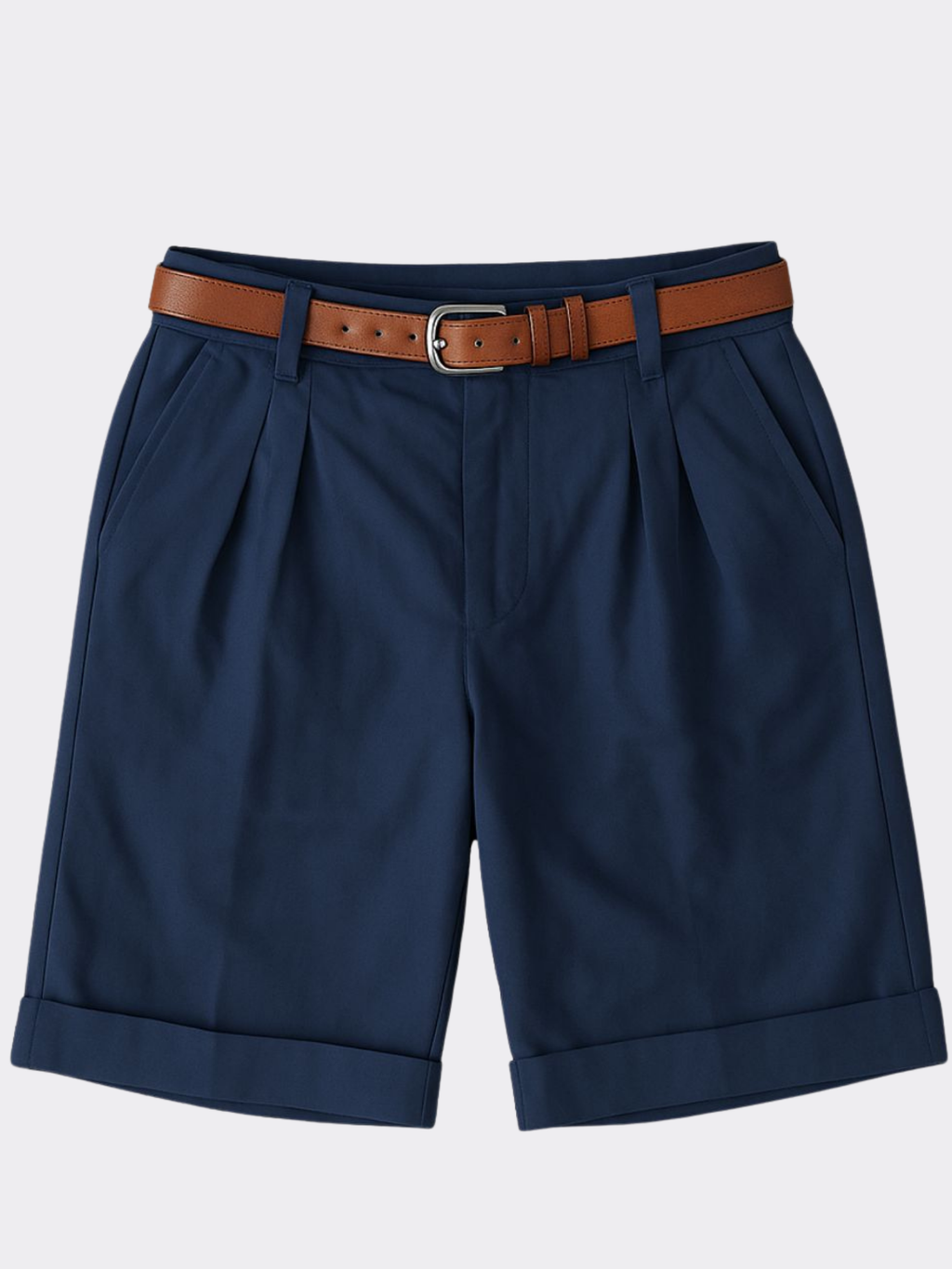 Men’s Double Pleat Chino Shorts – Turn-Up Hem