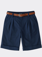 Men’s Double Pleat Chino Shorts – Turn-Up Hem