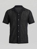 Men’s Short-Sleeve Button-Down Shirt with Front Button Closure
