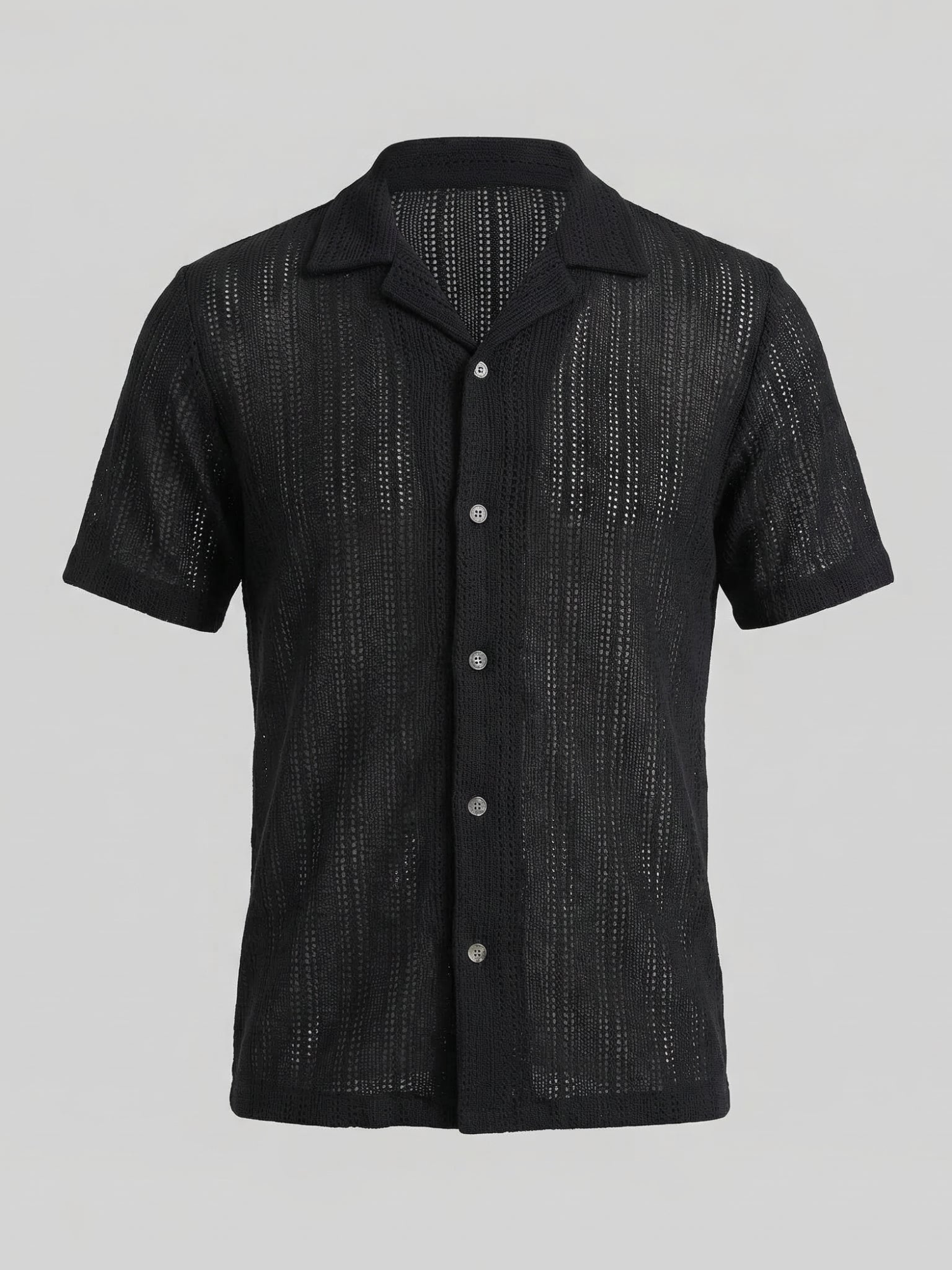 Men’s Short-Sleeve Button-Down Shirt with Front Button Closure