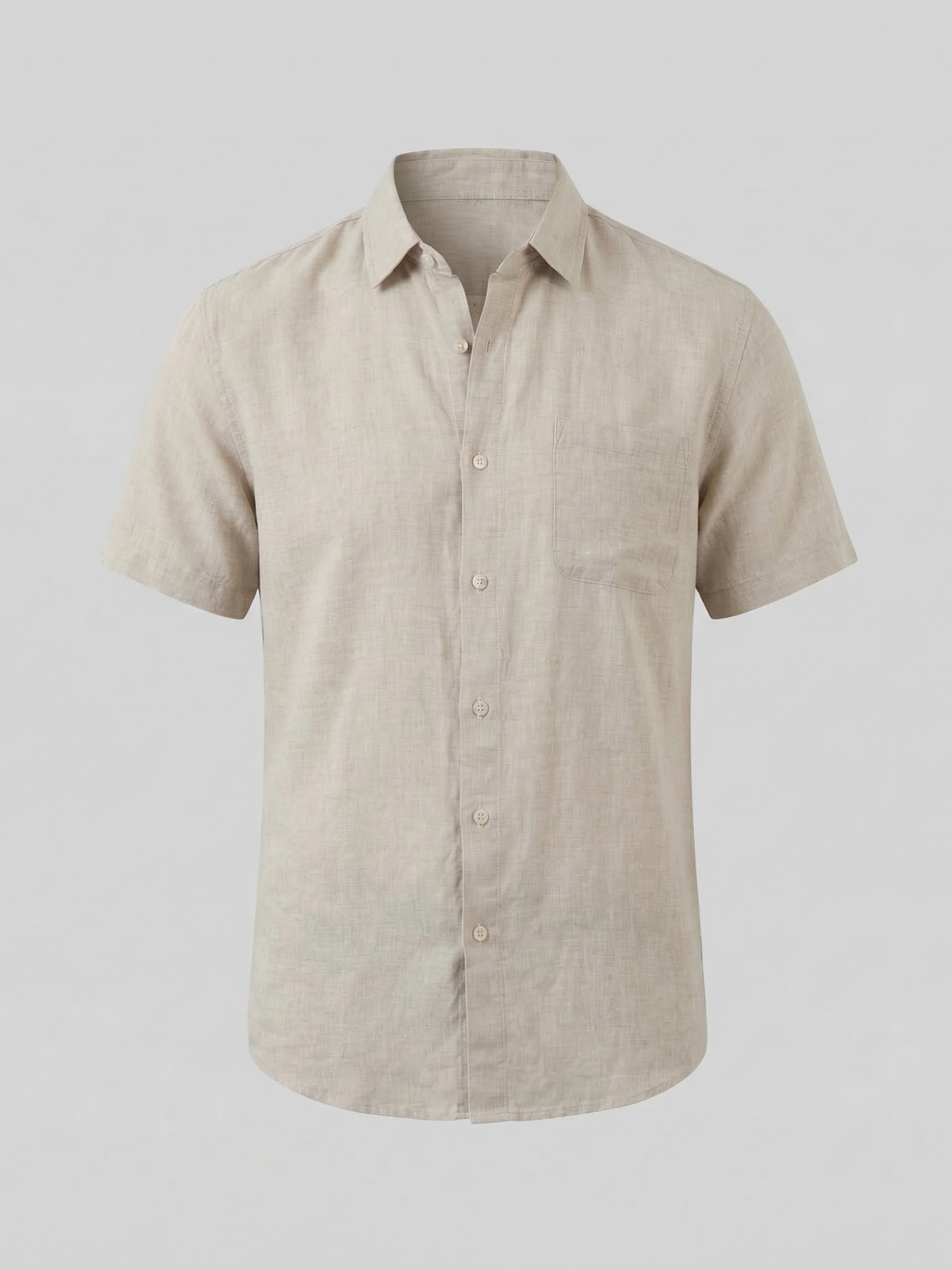 Men’s Short-Sleeve Linen Shirt with Button Closure