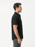 Men’s Short Sleeve Textured Button-Up Shirt – Slim Fit