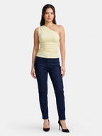 Women's One-Shoulder Ruched Sleeveless Top