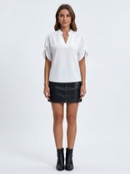 Women's V-Neck Short Sleeve Blouse