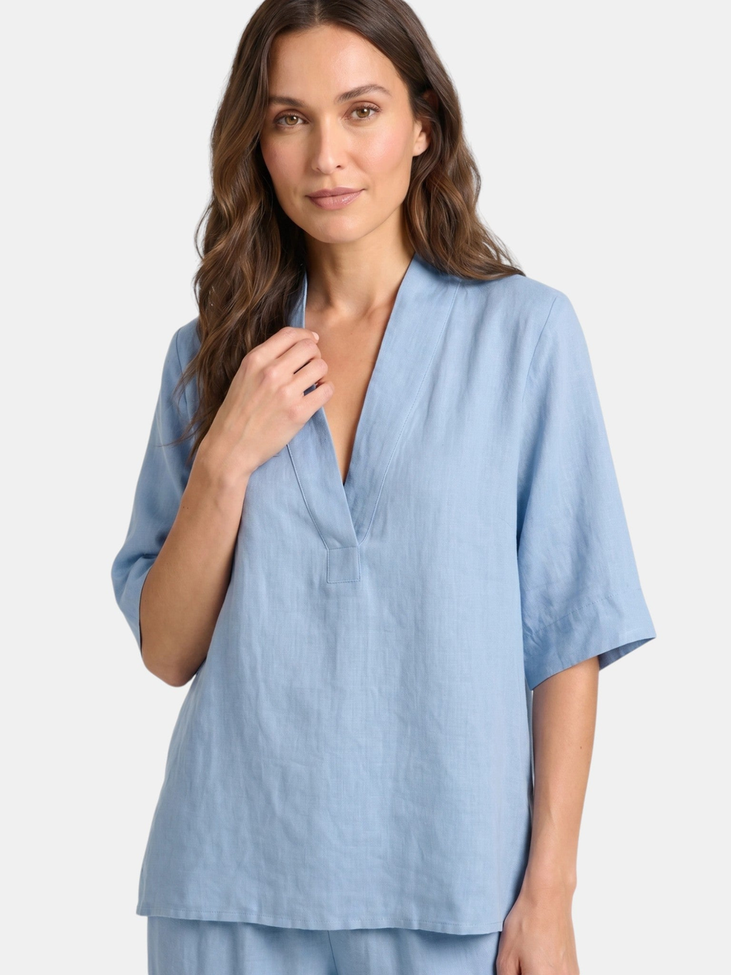 Women’s V-Neck Top and Wide-Leg Trousers Set