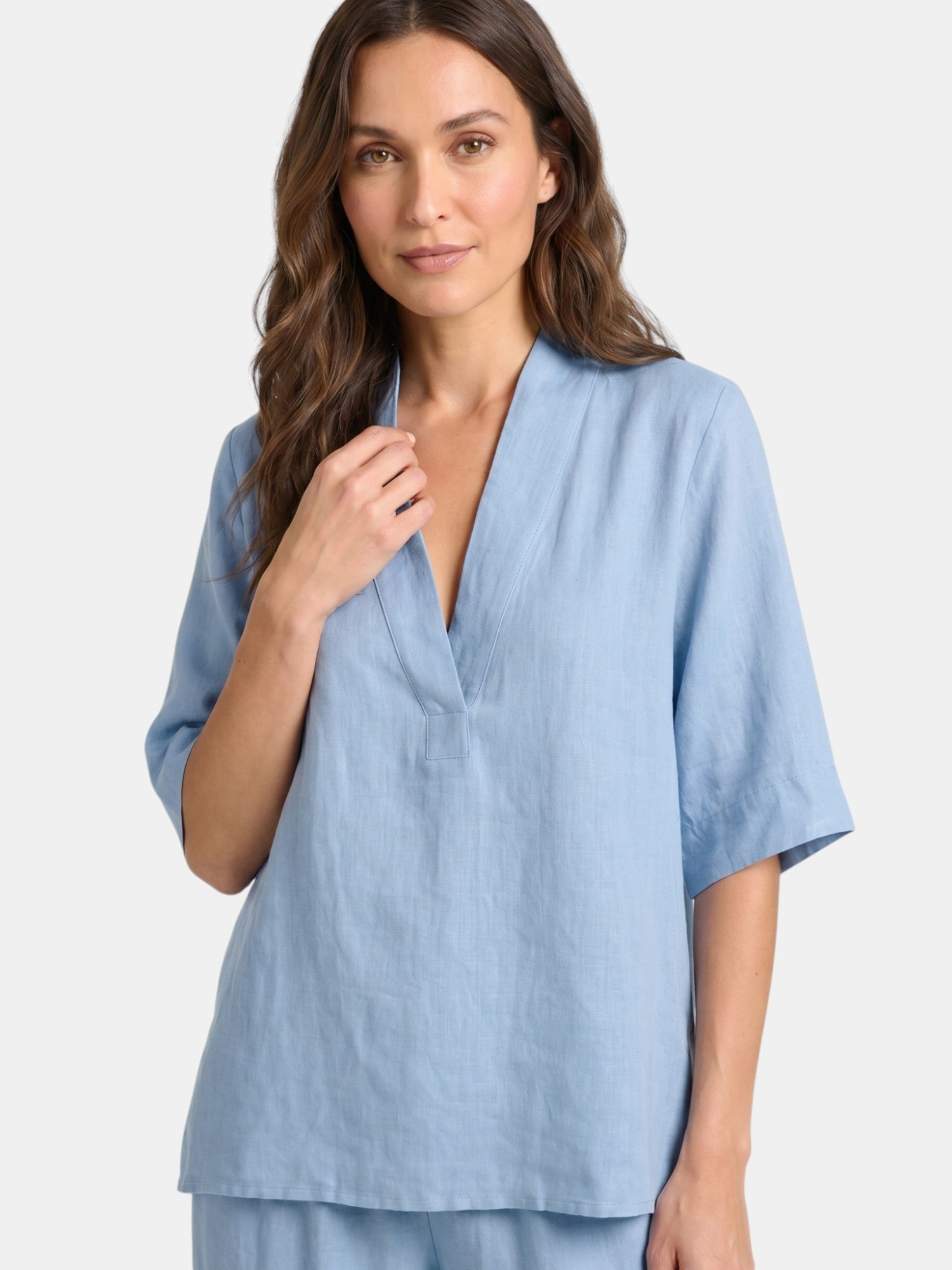 Women’s V-Neck Top and Wide-Leg Trousers Set