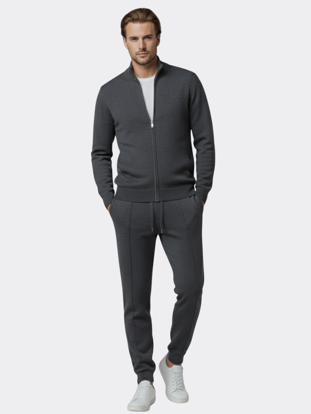 Men’s Zip-Up Cardigan & Drawstring Trouser Two-Piece Lounge Set