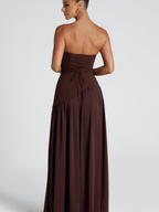 Women's Plunging Neck Velvet Maxi Dress with Side Slit