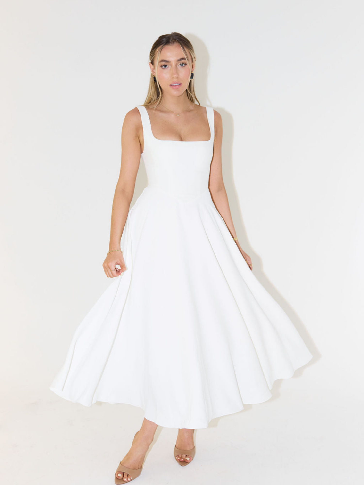 Women's Square Neck Sleeveless Maxi Dress