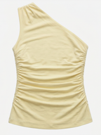 Women's One-Shoulder Ruched Sleeveless Top