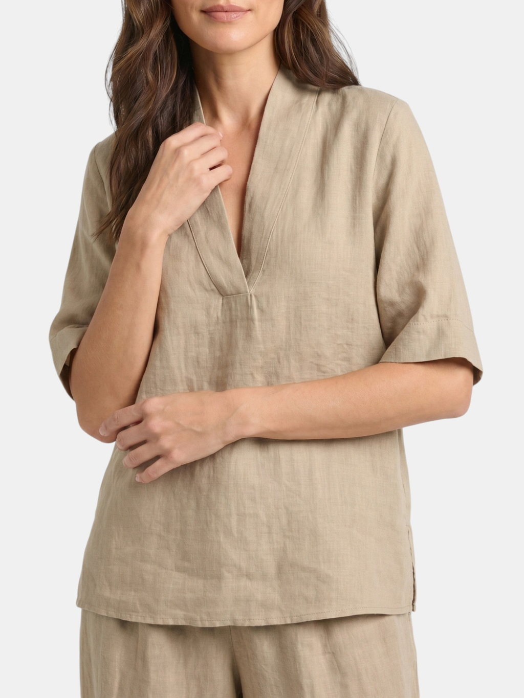 Women’s V-Neck Top and Wide-Leg Trousers Set
