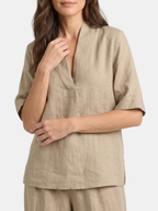 Women’s V-Neck Top and Wide-Leg Trousers Set