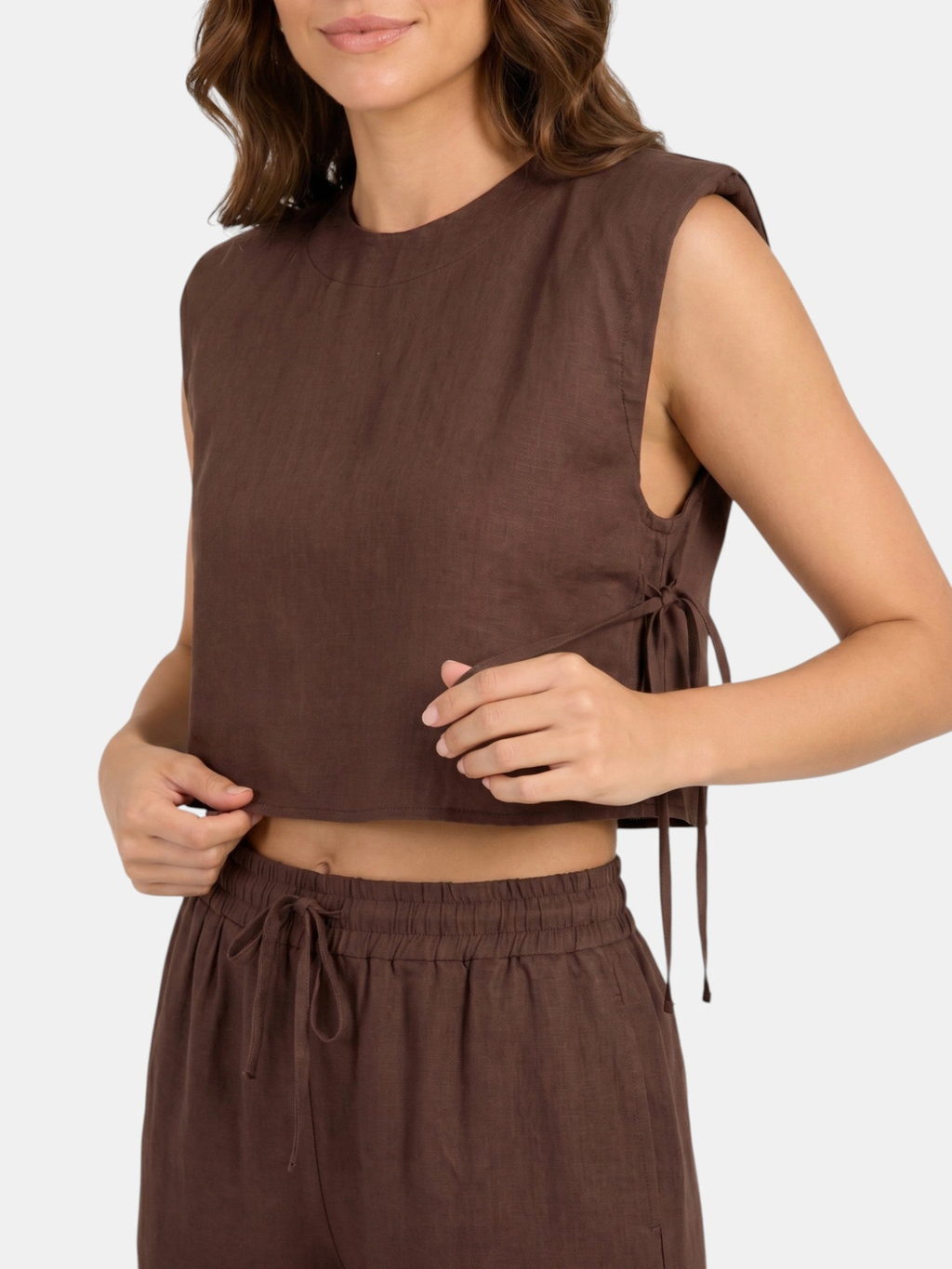 Women’s Sleeveless Crop Top and Wide-Leg Trousers Set