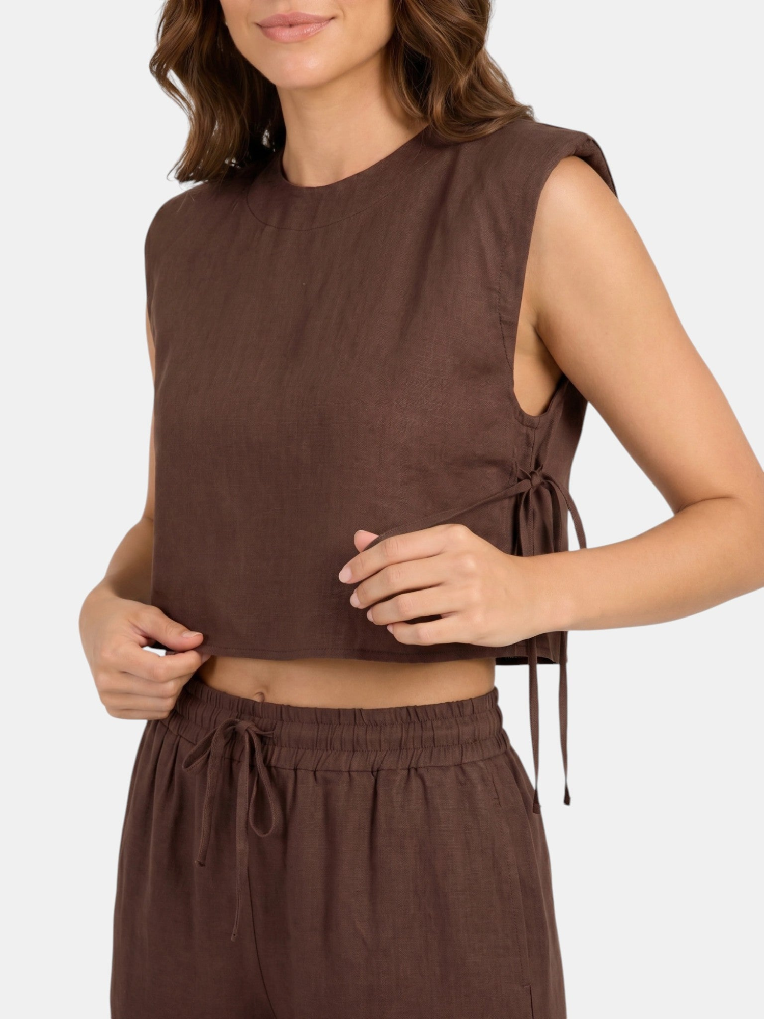 Women’s Sleeveless Crop Top and Wide-Leg Trousers Set