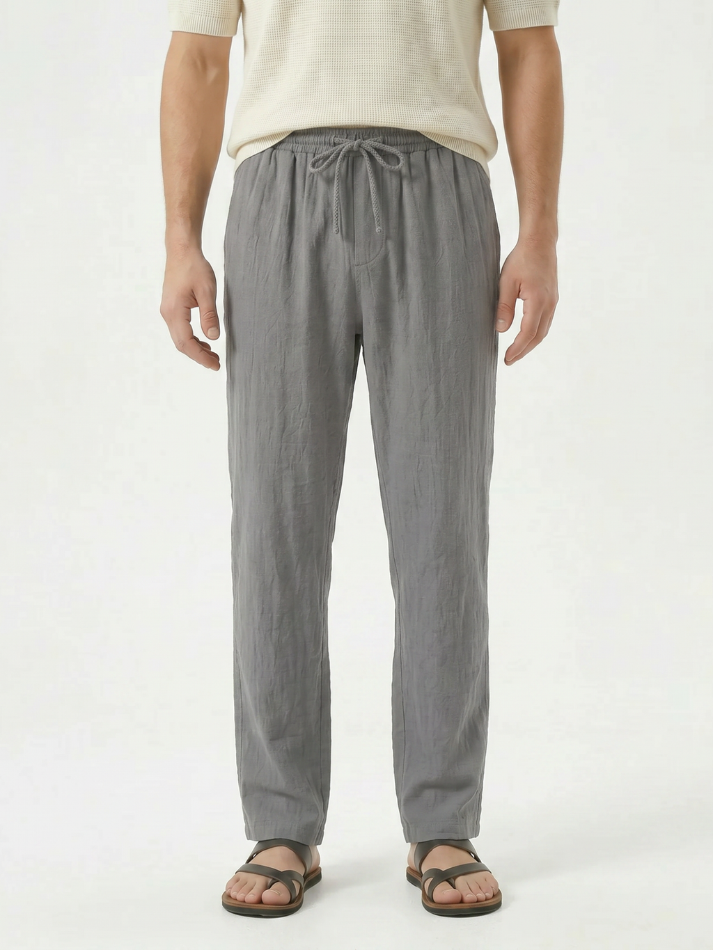 Men’s Casual Straight-Leg Drawstring Trousers