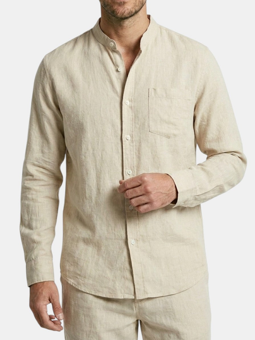 Men’s Long Sleeve Shirt and Shorts Two-Piece Set