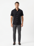 Men’s Short Sleeve Textured Button-Up Shirt – Slim Fit