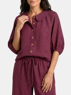 Women’s Peter Pan Collar Blouse and Wide-Leg Trousers Set