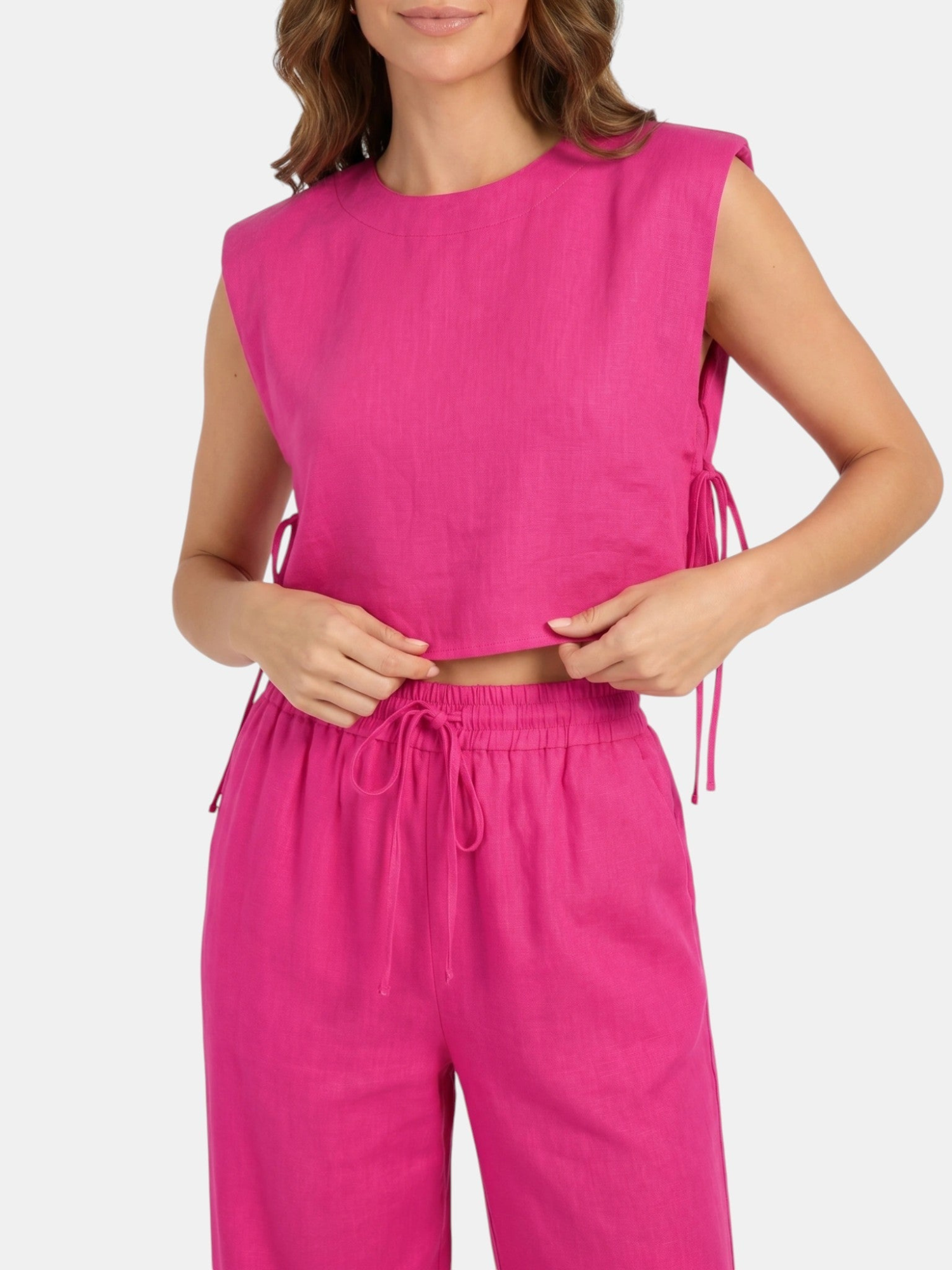 Women’s Sleeveless Crop Top and Wide-Leg Trousers Set