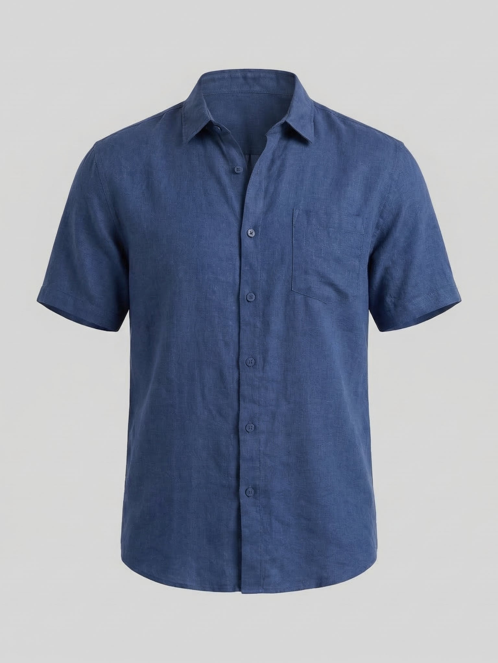 Men’s Short-Sleeve Linen Shirt with Button Closure