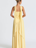 Women's Plunging Neck Velvet Maxi Dress with Side Slit