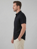 Men’s Short-Sleeve Linen Shirt with Button Closure