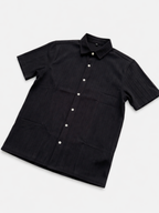 Men’s Short Sleeve Textured Button-Up Shirt – Slim Fit