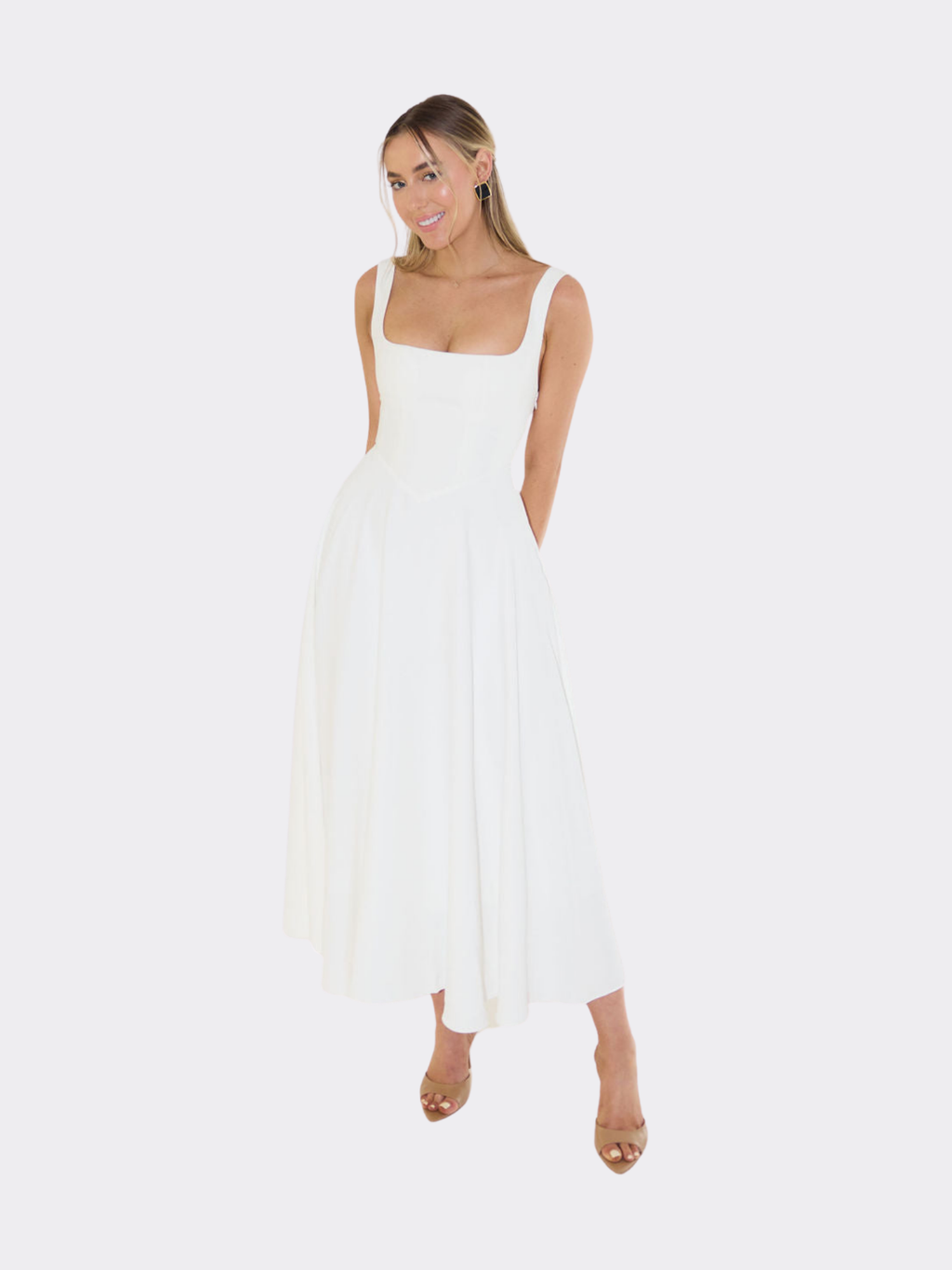 Women's Square Neck Sleeveless Maxi Dress