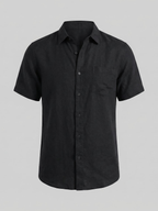 Men’s Short-Sleeve Linen Shirt with Button Closure
