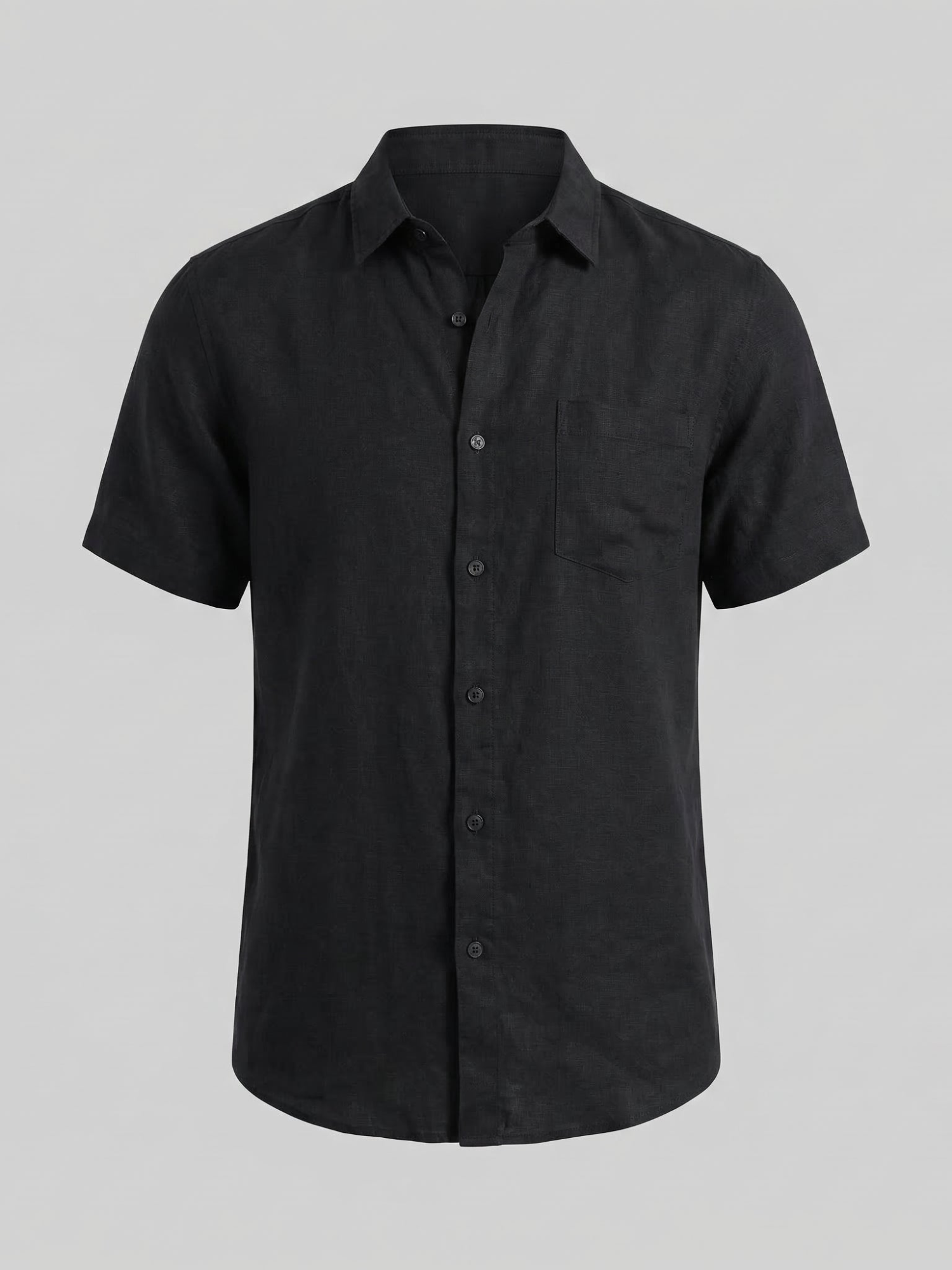 Men’s Short-Sleeve Linen Shirt with Button Closure