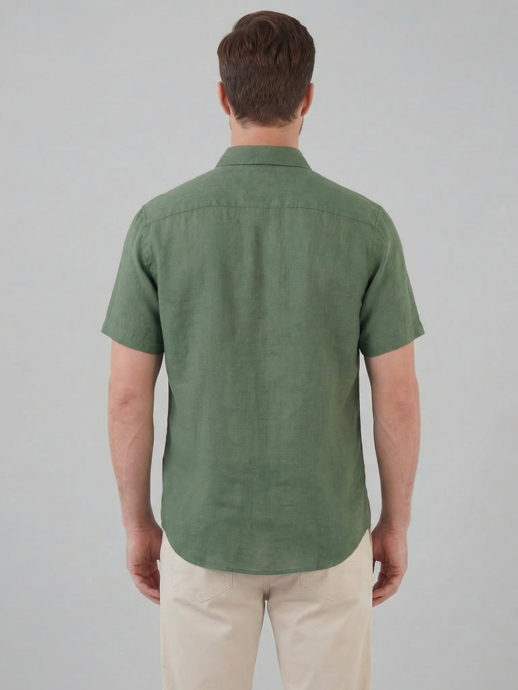 Men’s Short-Sleeve Linen Shirt with Button Closure