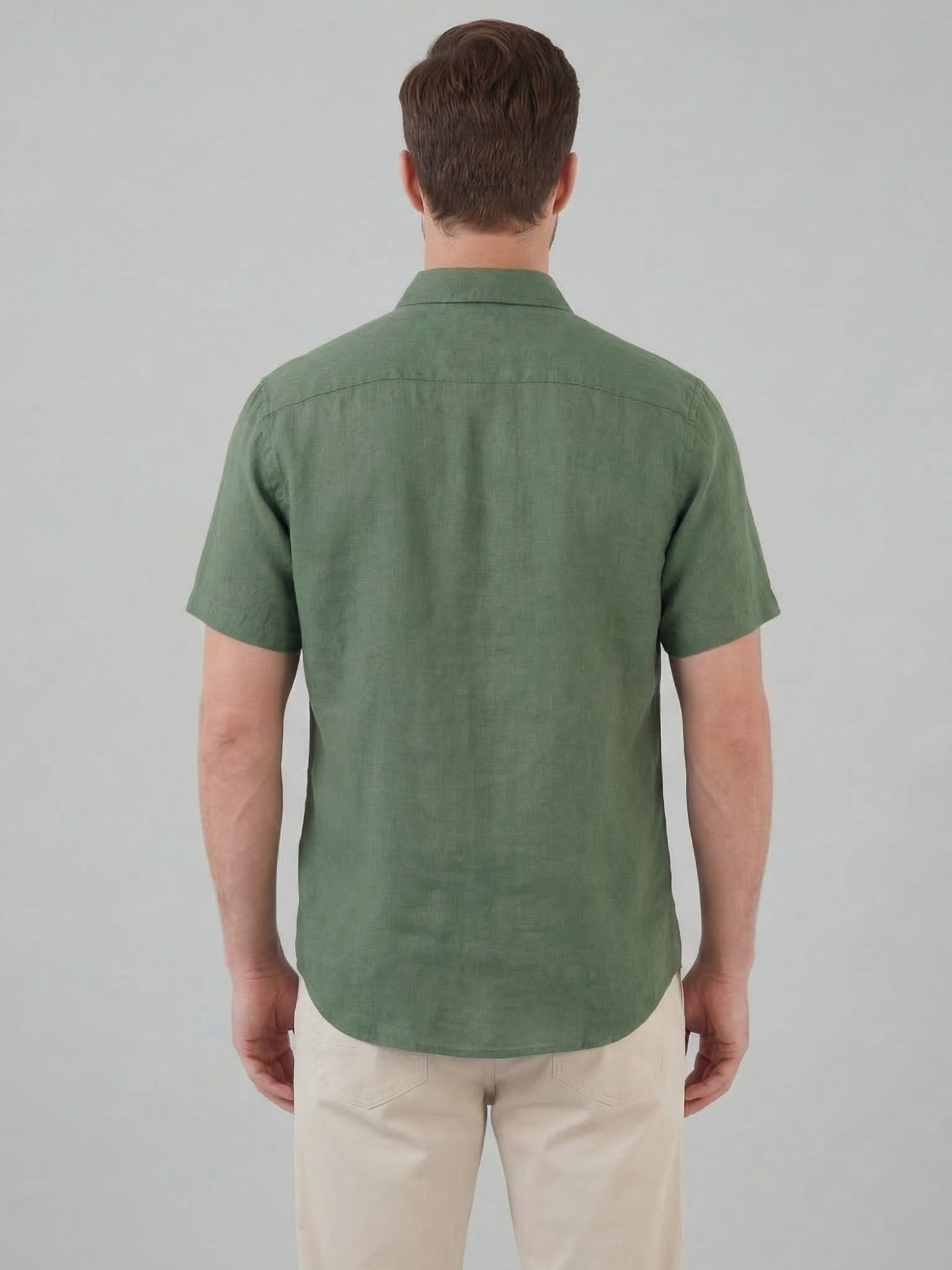 Men’s Short-Sleeve Linen Shirt with Button Closure