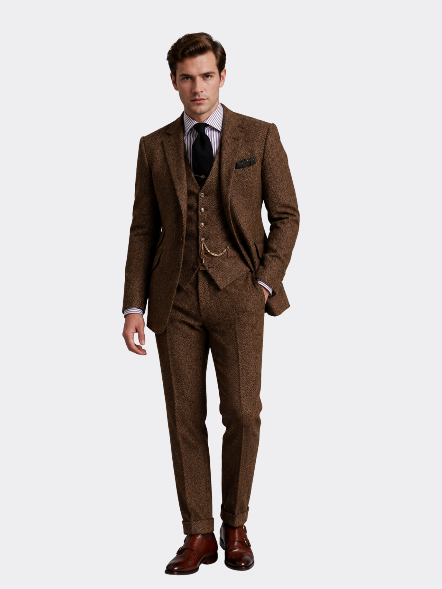 Classic 3-Piece Tweed Suit – Timeless Formal Elegance
