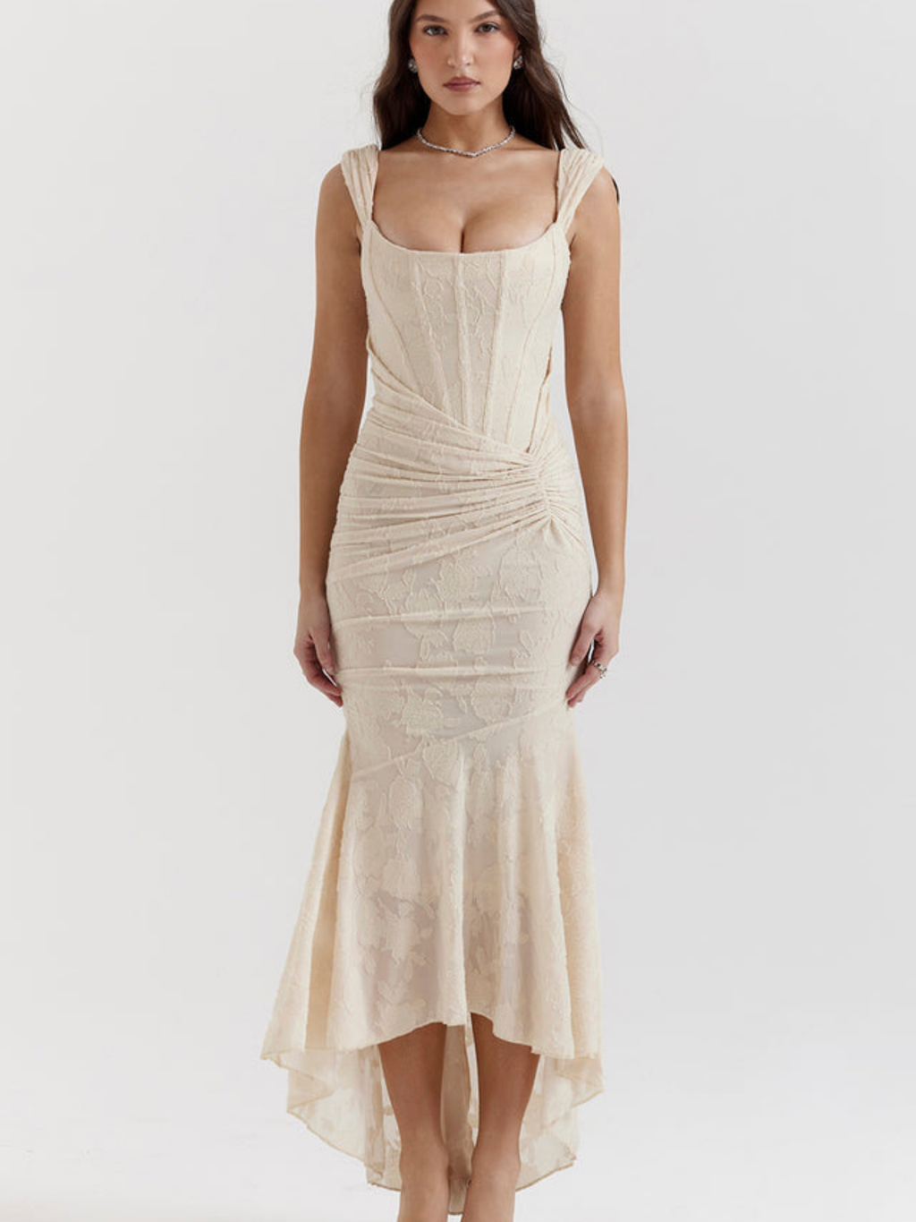 Women's Draped Corset High-Low Gown