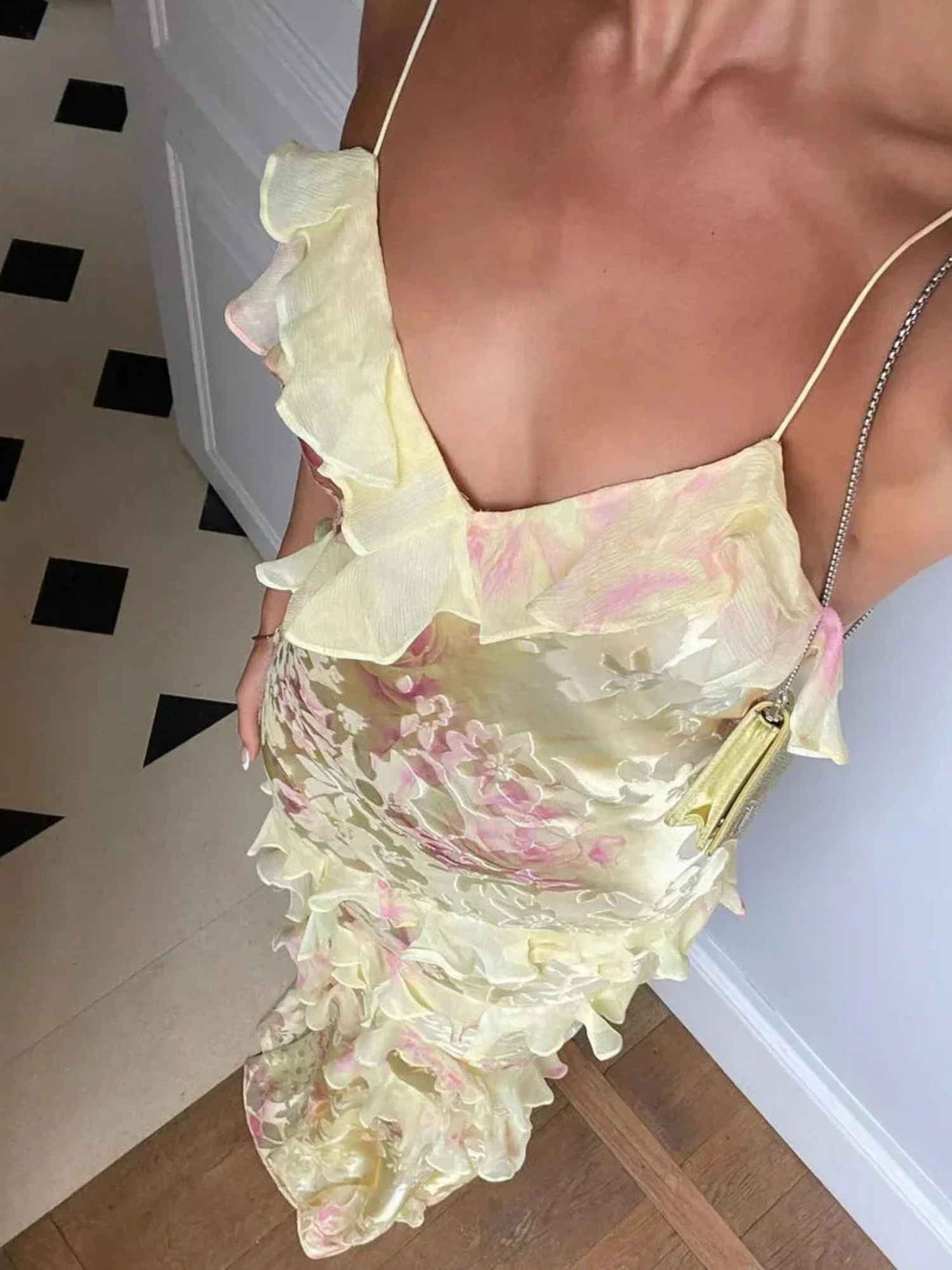 Women's Layered Ruffle Open-Back Maxi Dress