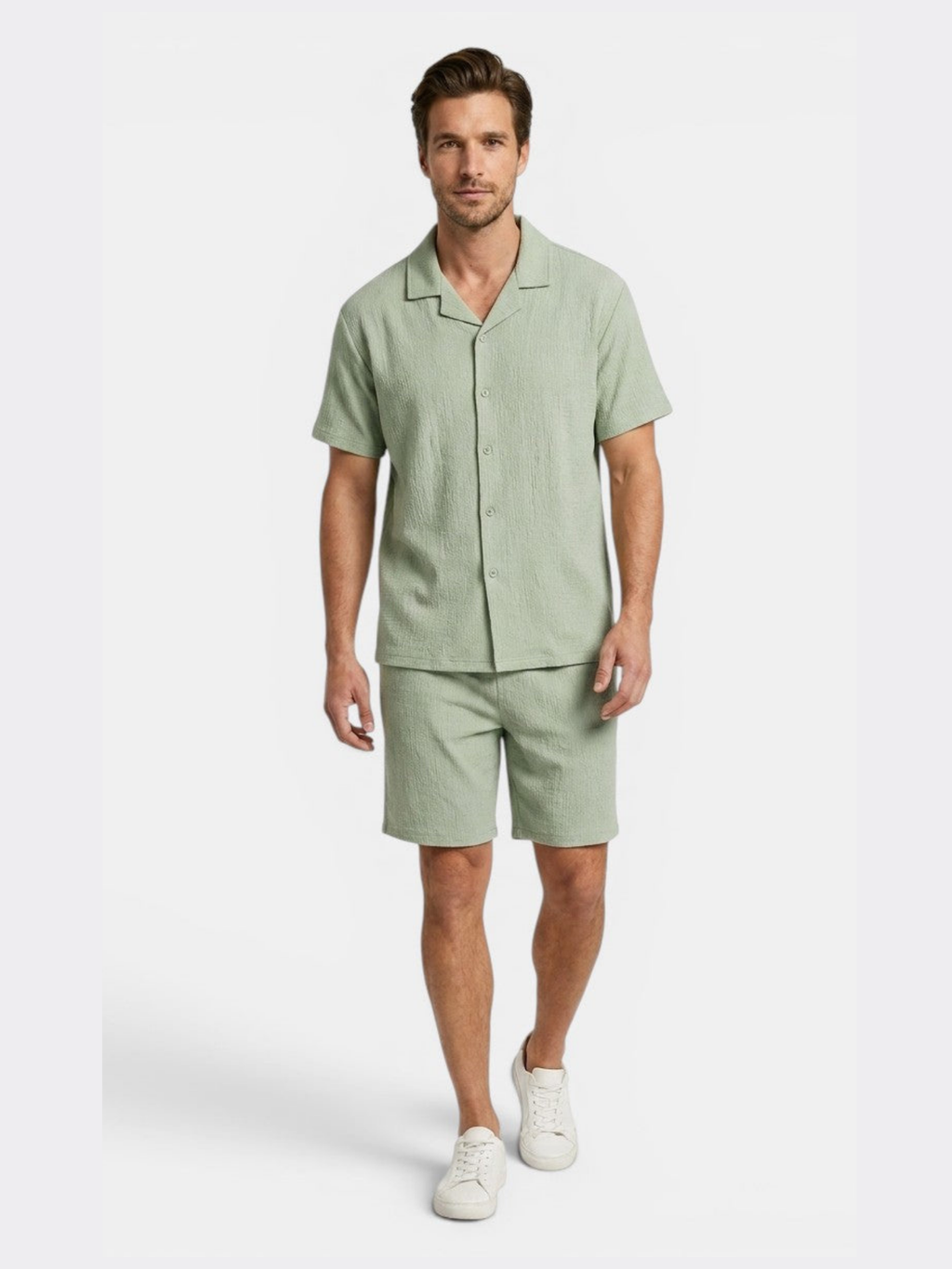 Men’s Camp Collar Shirt and Shorts Two-Piece Set