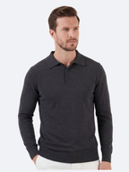 Men’s Charcoal Short-Sleeve Polo Shirt with Collar