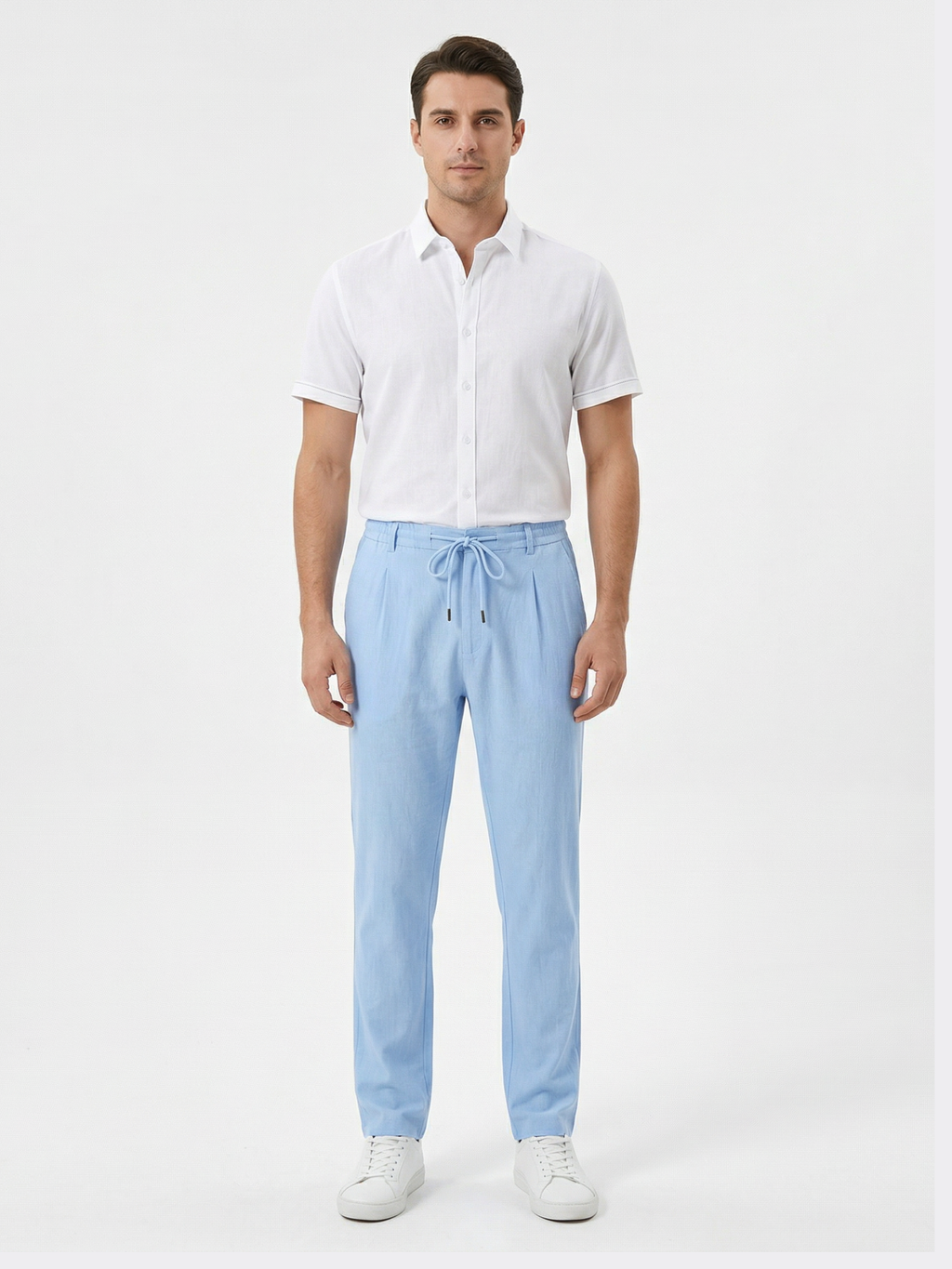 Men's Drawstring Straight-Leg Trousers