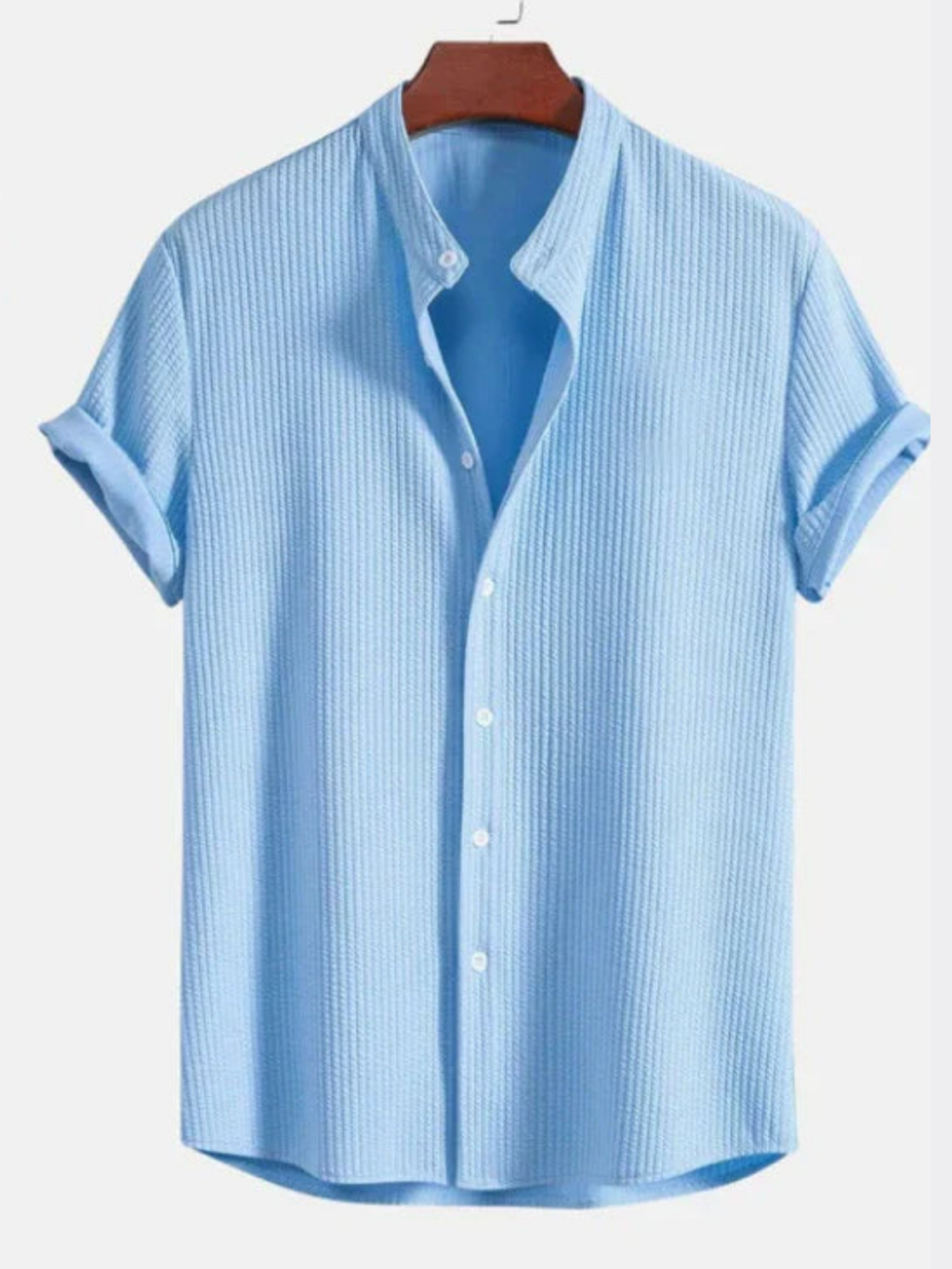 Men’s Mandarin Collar Short Sleeve Shirt
