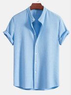Men’s Mandarin Collar Short Sleeve Shirt