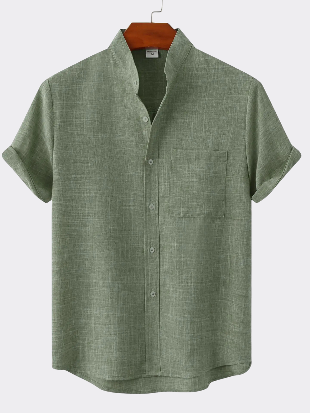 Men’s Short Sleeve Band Collar Shirt