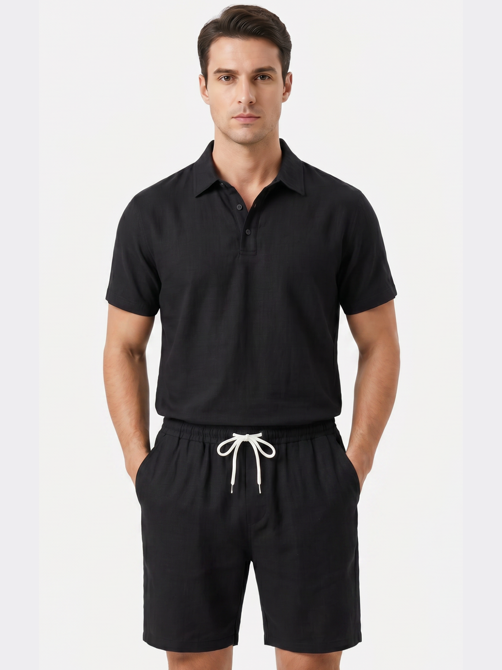 Men’s Short Sleeve Polo Shirt and Shorts Two-Piece Set
