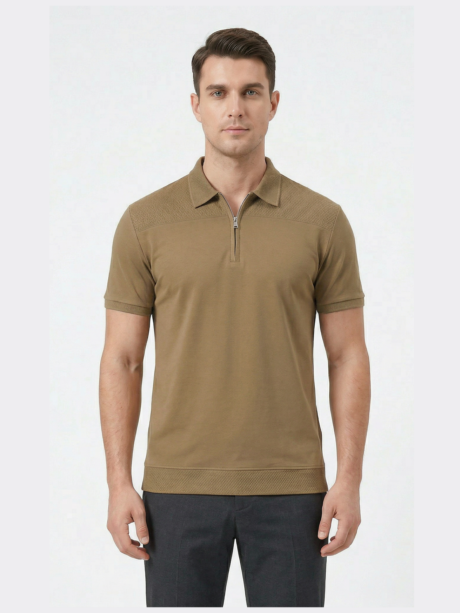 Men’s Short Sleeve Zip Polo Shirt