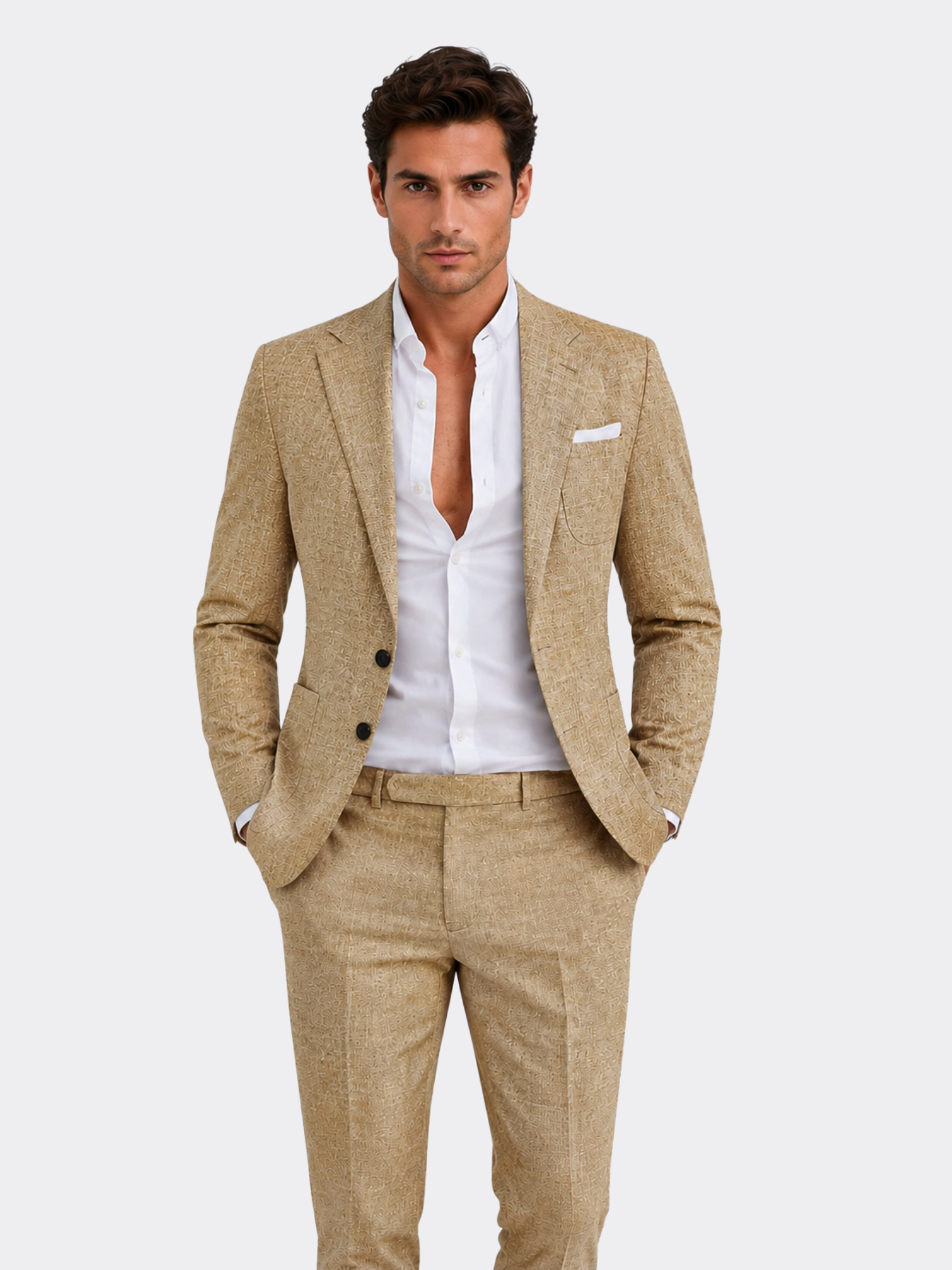 Men’s Slim Fit Two-Piece Suit – Modern Formal Summer Style