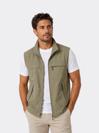 Men’s Utility Gilet – Sleeveless Zip Vest with Front Pockets