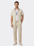 Men’s Waffle Textured Shirt & Straight-Leg Trouser Two-Piece Set
