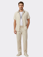 Men’s Waffle Textured Shirt & Straight-Leg Trouser Two-Piece Set