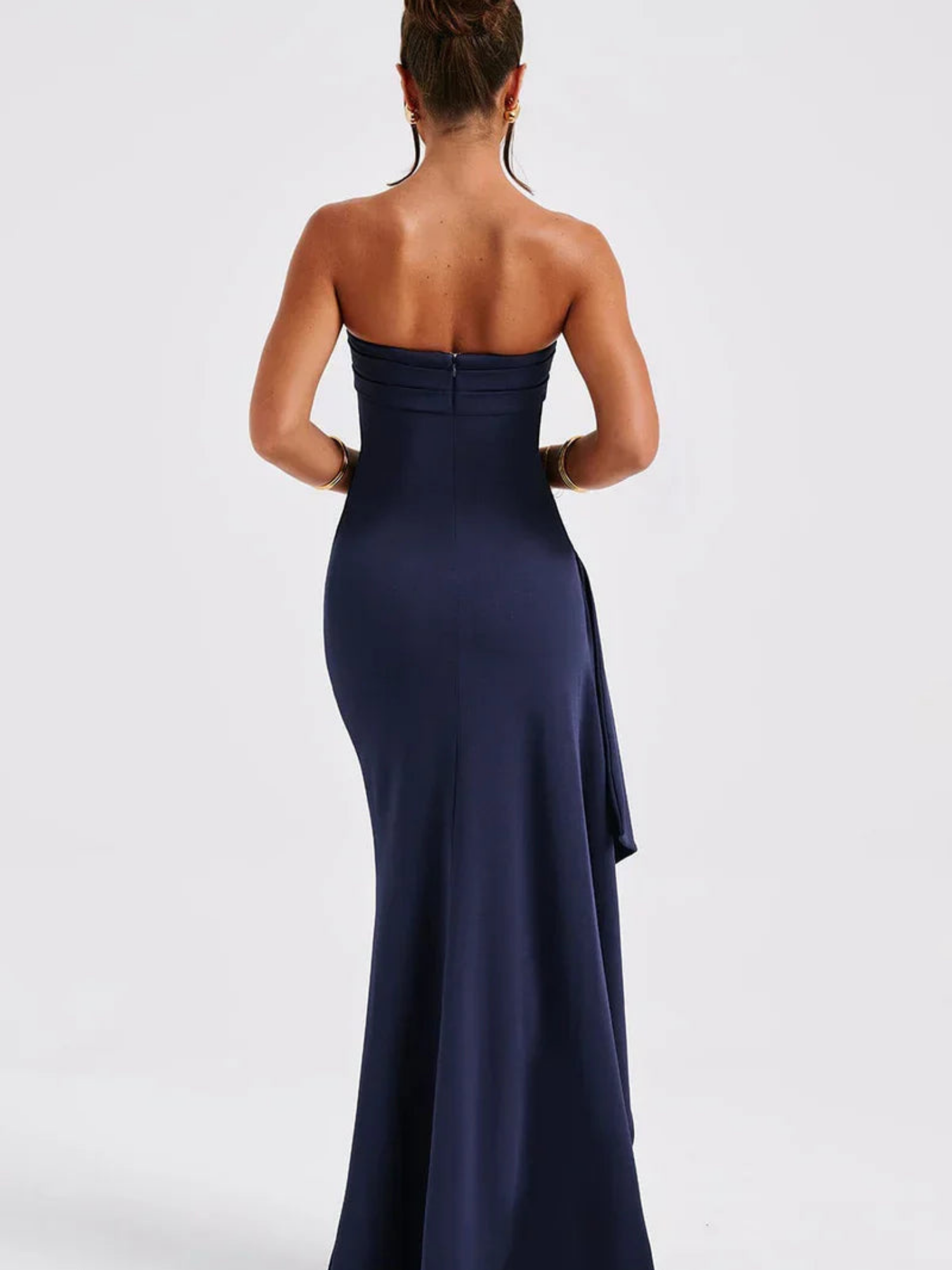 Women's Strapless Maxi Dress with Side Slit